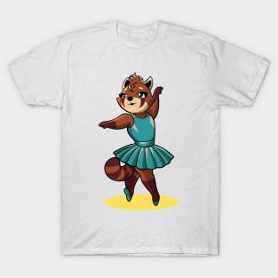 Comic red panda dancing ballet - ballerina T-Shirt